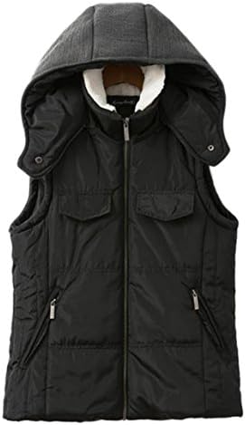 Women's Waistcoat Cashmere Cotton-padded Hooded Vests Coats HL819(Black,0X)