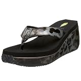 Volatile Women's Mimi Wedge Thong,Pewter/Black/Cheetah,9 M US