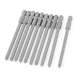 uxcell プラスドライバービット　メタル製シルバーグレー　電気スペアパーツ　4x100x4.5mm　10個入り