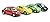 Set of 4: 5" Volkswagen New Beetle with Surfboard 1:32 Scale (Black/Green/Red/Yellow)