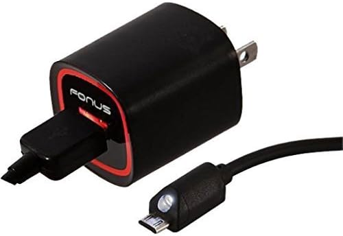 Fonus Rapid 2.4 Amp Home Travel Wall Charger Adapter 6 ft. Micro USB Cable with Touch Activated LED Light for Motorola Moto X / G / E, RAZR M / DROID RAZR / MAXX / HD, Droid Mini / Ultra / MAXX, Droid Turbo - LG G2 G3 - Samsung Galaxy S5 S4 S3 S2 / Note 4 3 2 1 - Galaxy Edge Alpha Mega / Mega 2 - Google Nexus 6 / 5 / 4, HTC ONE M8 / Max / Desire 610 612 Eye / Remix - All LG, Nokia, Samsung, Pantech, ZTE, Kyocera, Huawei Smartphones