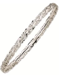 Sterling Silver Stackable Expressions Carved Slip-on Bangle Bracelet - Stackable Jewelry Collection