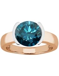2.20 Ct Round Blue SI1/SI2 Diamond 14K Rose Gold Ring