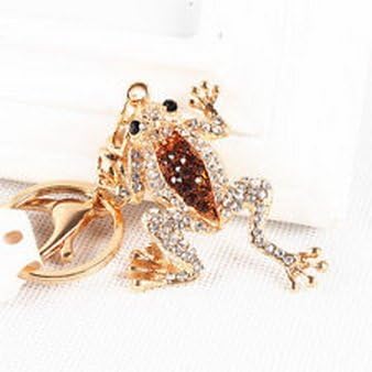 Khaopan Keyring- Cute Frog Crown Lovely Pendent Crystal Purse Bag Keyring Key Chain Creative Gift