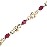 14K Yellow/White Gold 0.01 ct. Diamond and 1 3/4 ct. Ruby Bracelet