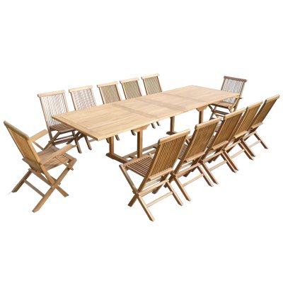 Salon de jardin en teck BODICÉA Giant 10 chaises 2 fauteuils