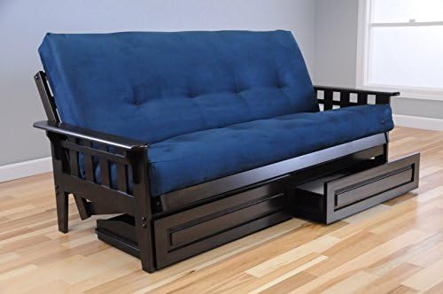 Wooden Futon Storage Drawers Mission Style Espresso Java Dark Brown Wood Frame with Full Size Mattress
