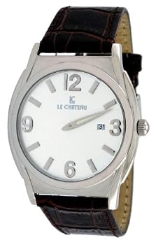 Le Chateau Men's Slim Leather Strap Watch with Date Display #7014M-7