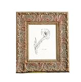 Frame - Extra Wide, Heavily Carved Design Frame with Russet and Antique Gold Finish Holds 8