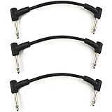 Guitar Instrument Patch Cable Cord with Right Angle Plug, 6 inch / 0.5 feet (3-pack)- Perfect for Effects Pedal Patchbay & Pedalboard By Creanoso