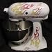 ClassicMix Double Decal Flame Kit red, orange, and yellow with blue trim, designed to fit all KitchenAid stand mixers, including white Classic, Artisan, and Professional 600, without accessory interference.
