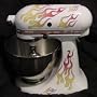 ClassicMix Double Decal Flame Kit red, orange, and yellow with blue trim, designed to fit all KitchenAid stand mixers, including white Classic, Artisan, and Professional 600, without accessory interference. ELIGIBLE FOR FREE SUPER SAVER SHIPPING ON ORDERS OVER $25