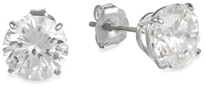 14k White Gold Round-Cut Cubic Zirconia Studs (3 cttw)