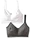 Leading Lady Women's Nursing Bra Wireless Cotton (2-Pack),White/Gray Stripe, 44DDD