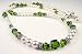 August Peridot Swarovski Crystal Birthstone Beaded Necklaces in Sterling Silver with White Pearls.