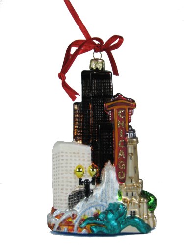 Kurt Adler Chicago Glass Cityscape Ornament