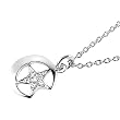 Sterling Silver Colorless Cubic Zirconia Star and Moon Necklace .925 Stamp Hypoallergenic
