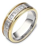 7.5mm Titanium & 14 Karat Yellow Gold Stylish Diamond Wedding Band