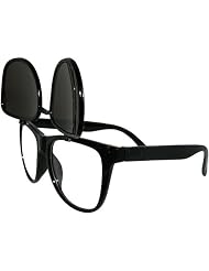 Wayfarer Style, Flip Up Glasses with Iridescent And Clear Lenses In Black by GirlPROPS