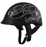 DOT Outlaw Gloss Black with Outlined Tribal Flames Half Helmet