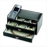 Men's Dresser Valet with 2 Drawers in Black Customize: Yes