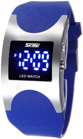 Fashion LED Watches SKMEI 3ATM Water Resistant LED Digital Display Alloy Case Silicone Band Arced Dial Sport Electronic Wrist Watch - Blue Color