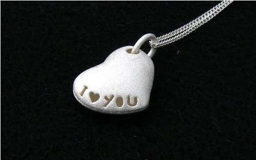 I Love You Sterling Silver Heart Necklace - Engagement Gifts
