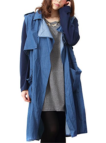 (Goldjapan)ゴールドジャパン 大きいサイズ レディース 大人 スプリング デニム インディゴ ロング ベスト ノースリーブ コーディガン sada-6065