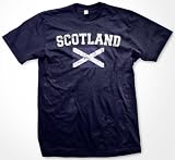 Scotland Flag International Soccer Mens T-shirt, Scottish National Pride Men's Shirt , Small, Black