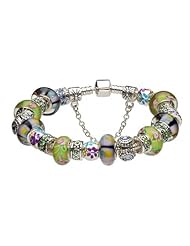 2013 New Arrivals Pandora European Style Green Murano Glass Beads Charm Beaded Complete Silver Plated Bracelets for Women Girls Jewelry