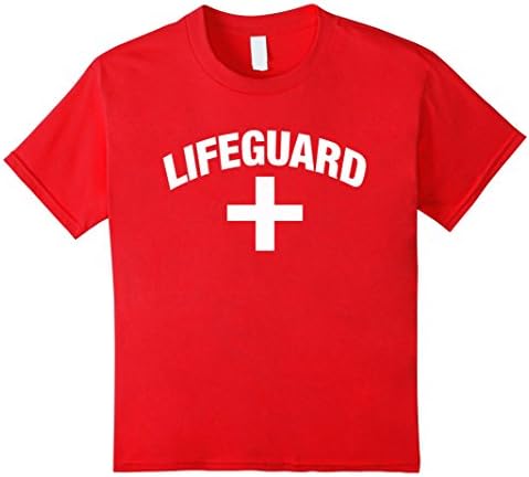 Kids Red  Lifeguard Shirt - 1 Sided Lifeguard Tshirt 6 Red