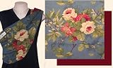 Chic Papoose Pouch Style Baby Sling with Blue/Red Rose Floral w/Dark Red Reverse PETITE