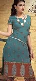 Indian Traditional Blue Faux Crepe Designer Kameez Unstitched Dress Material with Churidar and Dupatta