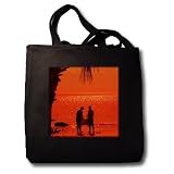 Save on Florene Abstract Landscape - Beach Couple In Silhouette On Red Landscape - Tote Bags