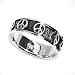 Peace Sign Ring with Black Background, Sterling Silver, 6mm width Sizes: 5-9
