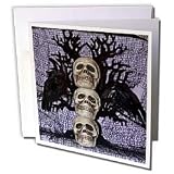 WhiteOaks Halloween Skulls - See No Evil Three small skulls stacked - Greeting Cards-6 Greeting Cards with envelopes