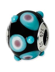 Sterling Silver s Black/blue/white/pink Italian Murano Bead by Reflection Beads, Best Quality Free Gift Box Satisfaction Guaranteed