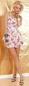 Minikleid mit Volants und Blumenmuster beige
