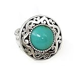 Silvertone Green-Blue Stretch Fashion Ring