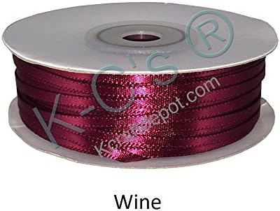 1/8" Satin Ribbon Double Faced 100 Yards Spool 100% Polyester - Wine/Burgundy