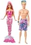 X9453 Barbie sir�ne blonde, rose, poup�e avec la queue d�tachable + X9602 Barbie Ken Plage