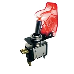 Eufab 17057 Sicherheits-Kippschalter, LED rot transparent 12 V, beleuchtete Schalterspitze, Einschaltsicherung