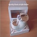 Silver Plated Boot Money Box - Blue