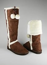 Fur Trim Suede Pom-Pom Boot