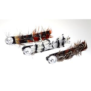 Feather Hair Barrettes Bobby Pins Accessories with Rhinestone Bling Set of 3