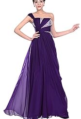  Floor Length One Shoulder Chiffon  Ball Gown Evening Dress/Mother-of-the-Bride Dress/Prom Dress 