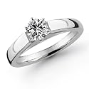 14k White Gold 1/3 Carat Round Cut Cathedral Solitaire Diamond Ring (G-H ; SI1-2)
