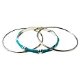 Zirconite Turquoise & Silvertone Enamel Bracelet Set - 3 Piece&nbsp;
