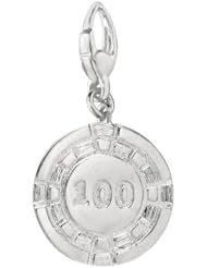 Sterling Silver POKER CHIP 100 Charm