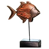 BurgundyBatikFishSculptureHomeDecor